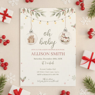 Faire-part de Baby Shower Ornement en Verre Thème 