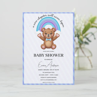 Faire-part de Baby Shower Ours en peluche Arc-en-c