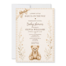 Faire-part de Baby Shower Ours en Peluche Neutre