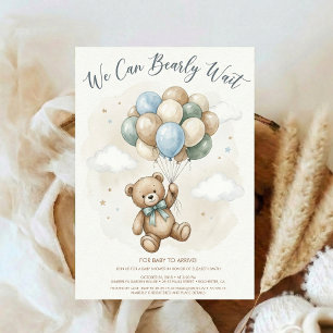 Faire-part de Baby Shower Ours en Peluche Neutre B