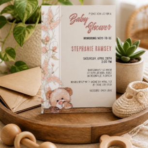 Faire-part de Baby Shower Ourson Bohème