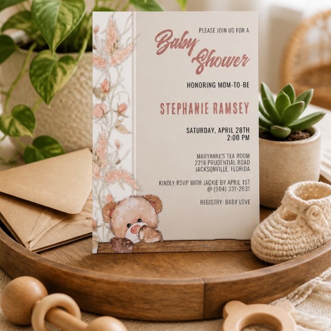 Faire-part de Baby Shower Ourson Bohème (Créateur téléchargé)