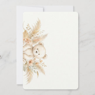 Faire-part de Baby Shower Ourson Bohème Neutre Eau