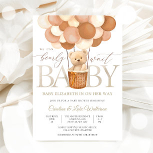Faire-part de Baby Shower Ourson en Ballon Mignon
