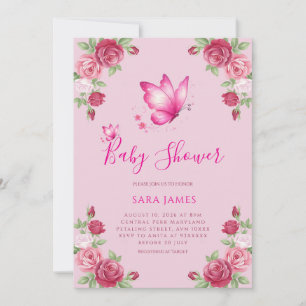 Faire-part de Baby Shower Papillon Fantaisiste et