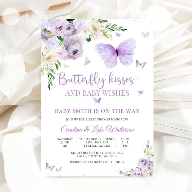 Faire-part de Baby Shower papillon floral (Créateur téléchargé)
