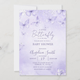 Faire-part de Baby Shower Papillon Lavande Fille
