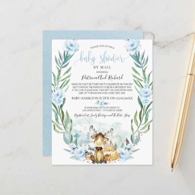 Faire-part de Baby Shower par la Poste à petit pri (Devant/Arrière en situation)