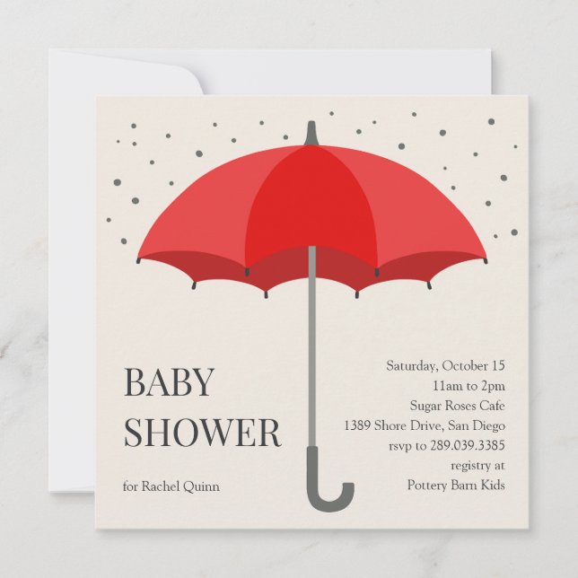 Faire-part de baby shower parapluie chic moderne (Devant)