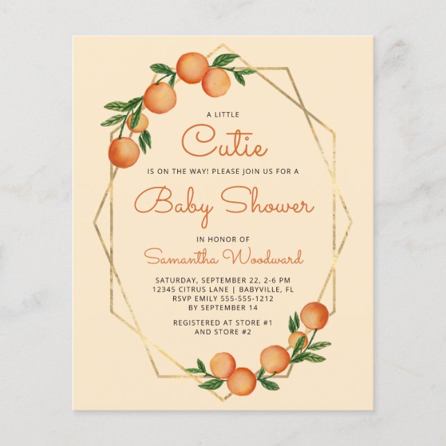 Faire-part de Baby Shower Pastel Orange Little Cut (Devant)