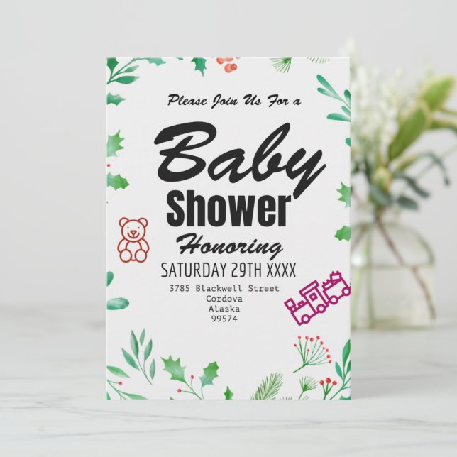 Faire-part de Baby Shower personnalisé carte de ve (Debout devant)
