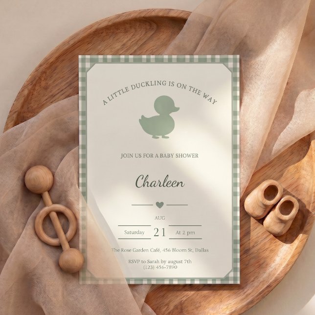 Faire-part de Baby Shower Petit Caneton En Route (Baby Shower Invitation Little Duckling On The Way)