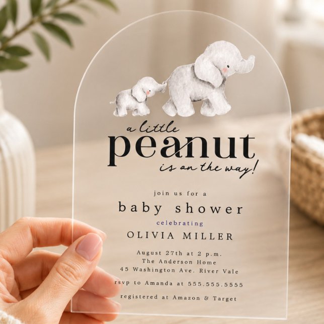 Faire-part de Baby Shower Petit Éléphant Cacahuète (Créateur téléchargé)