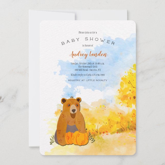 Faire-part de Baby Shower Petit Ours (Devant)