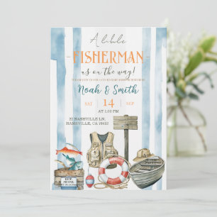 Faire-part de Baby Shower Petit Pêcheur Rustique