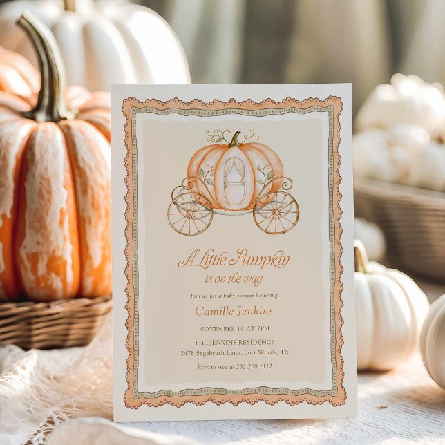 Faire-part de Baby Shower Petite Citrouille (Little Pumpkin is on the way Fall baby shower invitation)