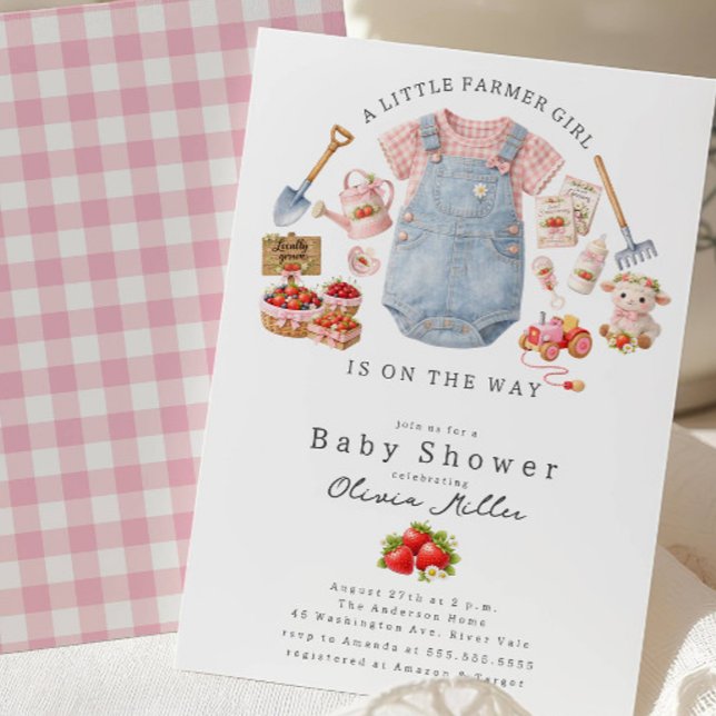 Faire-part de Baby Shower Petite Fille Fermière (Créateur téléchargé)