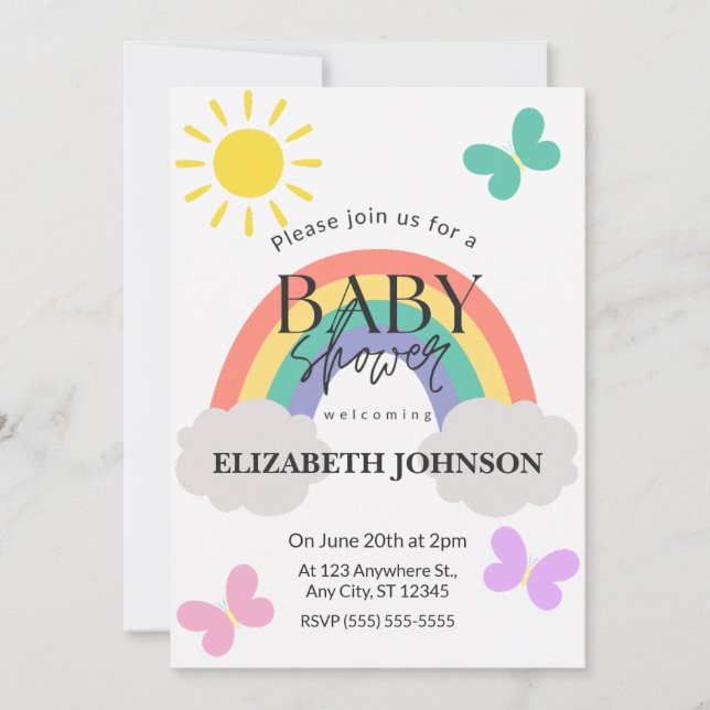 Faire-part de Baby Shower Petits Rayons de Soleil  (Devant)