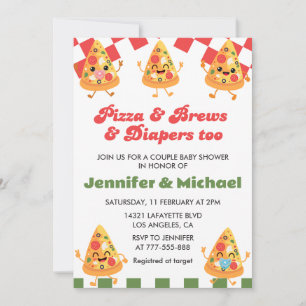 Faire-part de Baby Shower Pizza Pizza Bière Couche