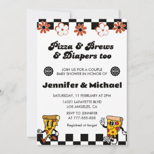 Faire-part de Baby Shower Pizza Pizza Bière Couche