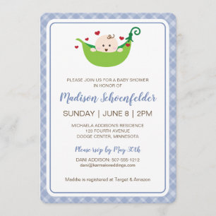 Faire-part de Baby Shower Pois dans la Cosse (Garç