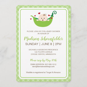 Faire-part de Baby Shower Pois dans la Cosse (Neut