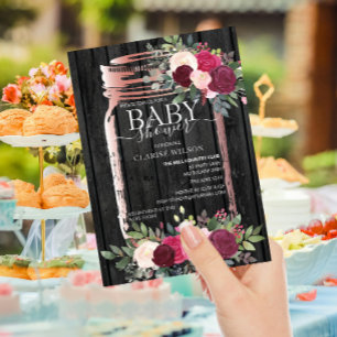 Faire-part de Baby Shower Pot Mason Rustique