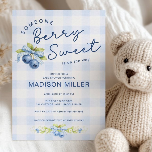 Faire-part de Baby Shower pour Bébé aux Bleuets Su (Créateur téléchargé)