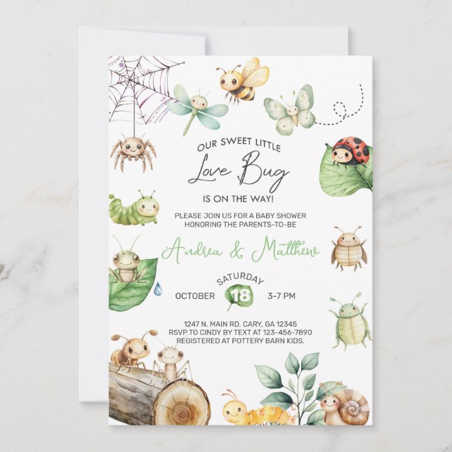Faire-part de baby shower pour bébé avec de petits (Devant)