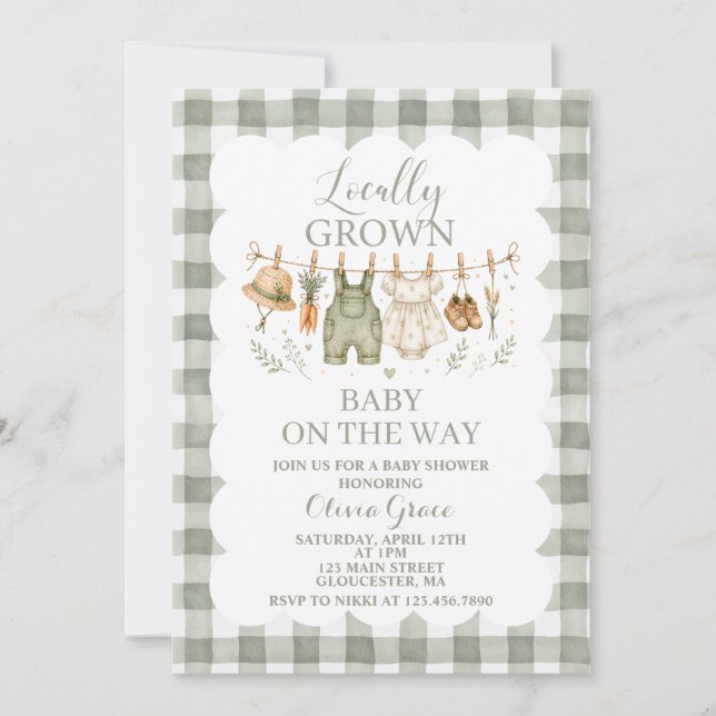 Faire-part de Baby Shower pour bébé de la ferme lo (Devant)