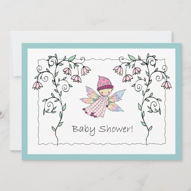 Faire-part de Baby Shower pour Bébé Fille Douce (Devant)
