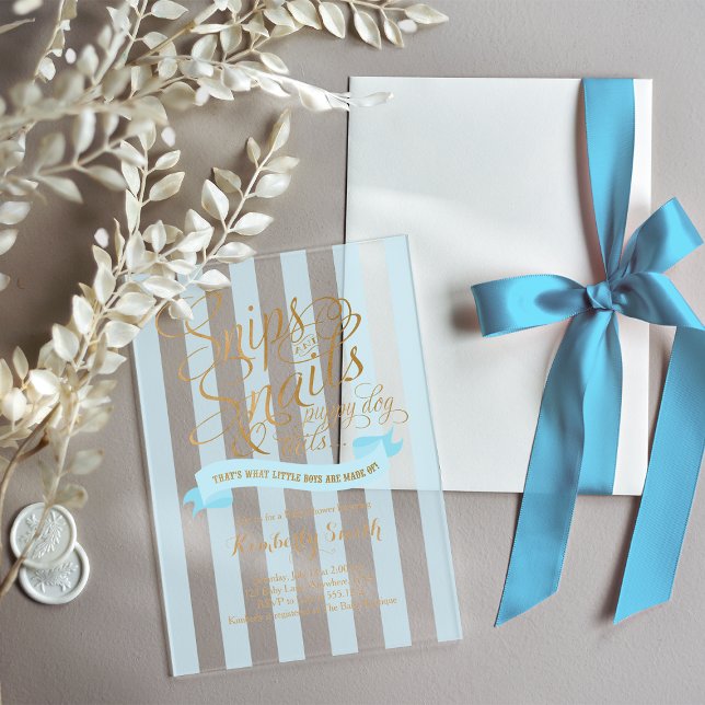 Faire-part de Baby Shower pour Bébé Garçon "Coquil (Snips and Snails Baby Boy Baby Shower Invitation)