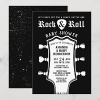 Faire-part de Baby Shower pour Bébé Guitare Noir e