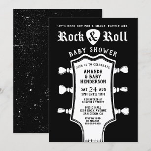 Faire-part de Baby Shower pour Bébé Guitare Noir e