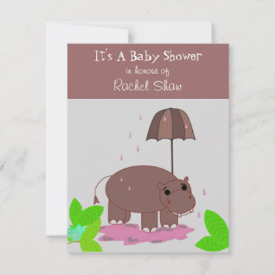 Faire-part de Baby Shower pour Bébé Hippopotame Br