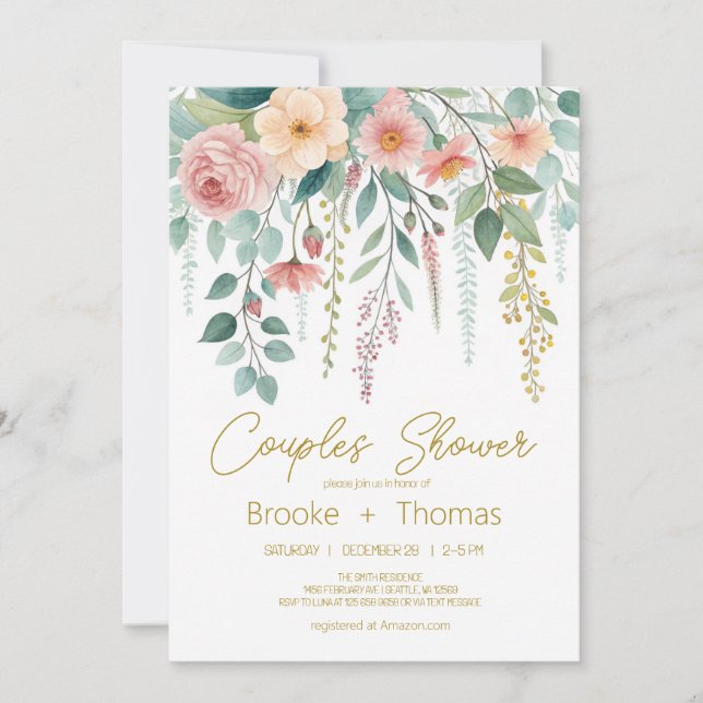 Faire-part de Baby Shower pour couples Élégant et  (Devant)