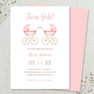 Faire-part de Baby Shower pour des jumelles en lan