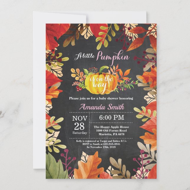 Faire-part de Baby Shower pour fille automne Citro (Devant)