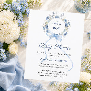 Faire-part de Baby Shower pour garçon avec un nœud