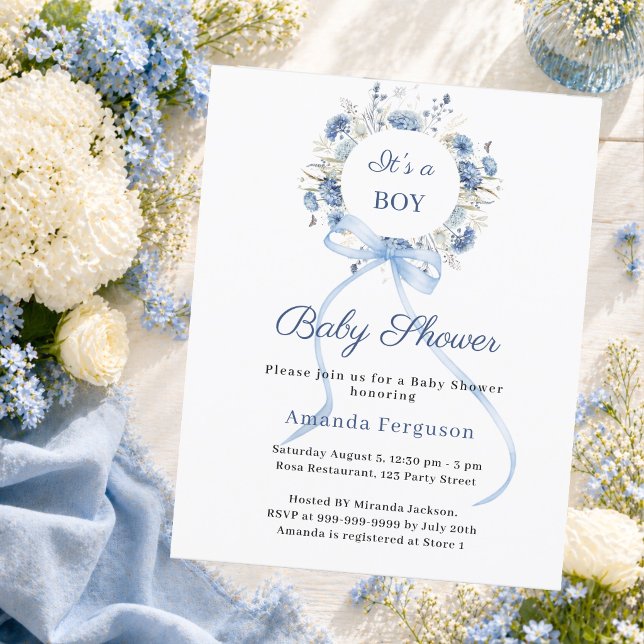 Faire-part de Baby Shower pour garçon avec un nœud (Créateur téléchargé)
