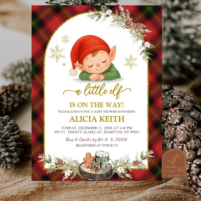 Faire-part de Baby Shower pour Garçon Elf de Noël (Créateur téléchargé)