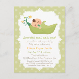 Faire-part de Baby-Shower pour Garçon : Pois de Se