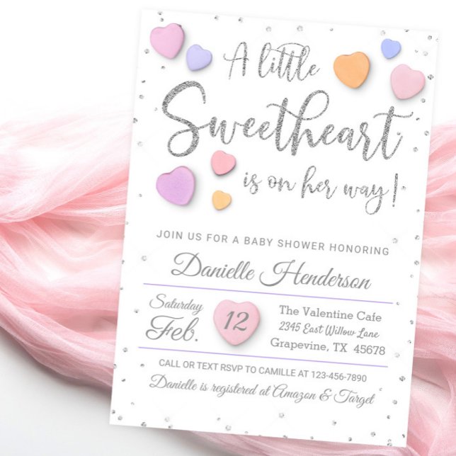 Faire-part de Baby Shower pour la Saint-Valentin (Girl Valentine baby shower invitation with cute fancy hearts. )