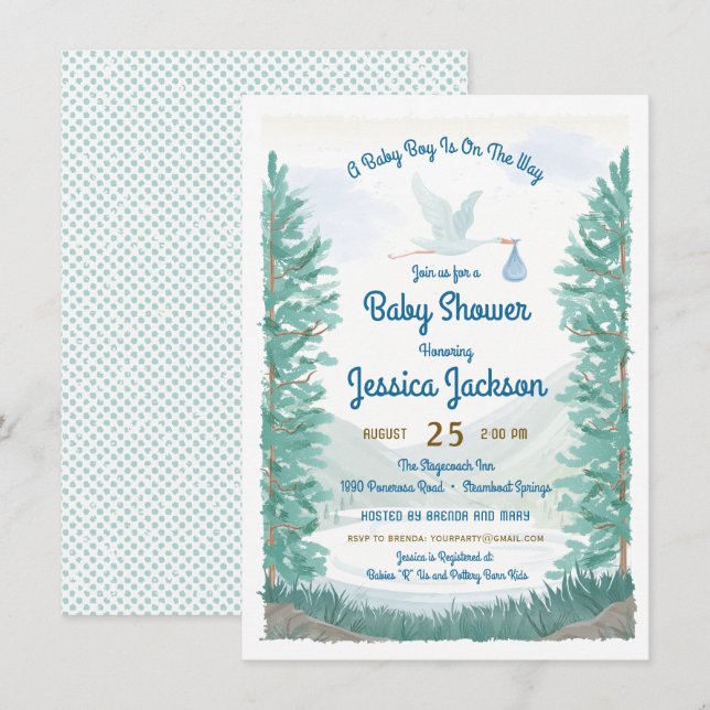 Faire-part de Baby Shower pour l'arrivée de bébé g (Devant / Derrière)