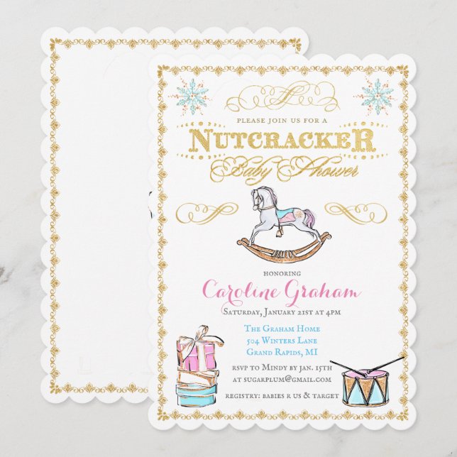 Faire-part de Baby Shower pour les Fêtes de Noël e (Devant / Derrière)
