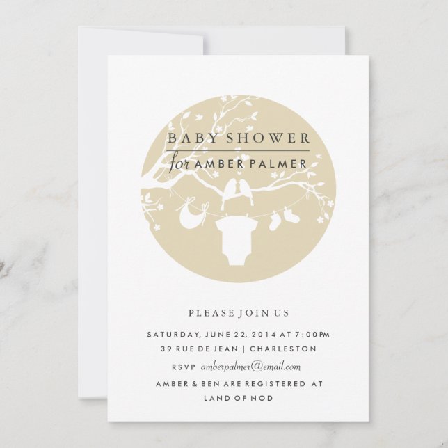 Faire-part de Baby Shower pour Oiseaux de l'Amour (Devant)