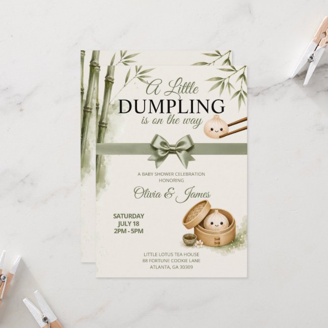Faire-part de Baby Shower pour Petit Boulet  (Devant/Arrière en situation)