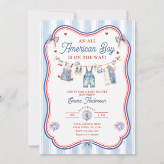 Faire-part de Baby Shower pour un Garçon Tout Amér