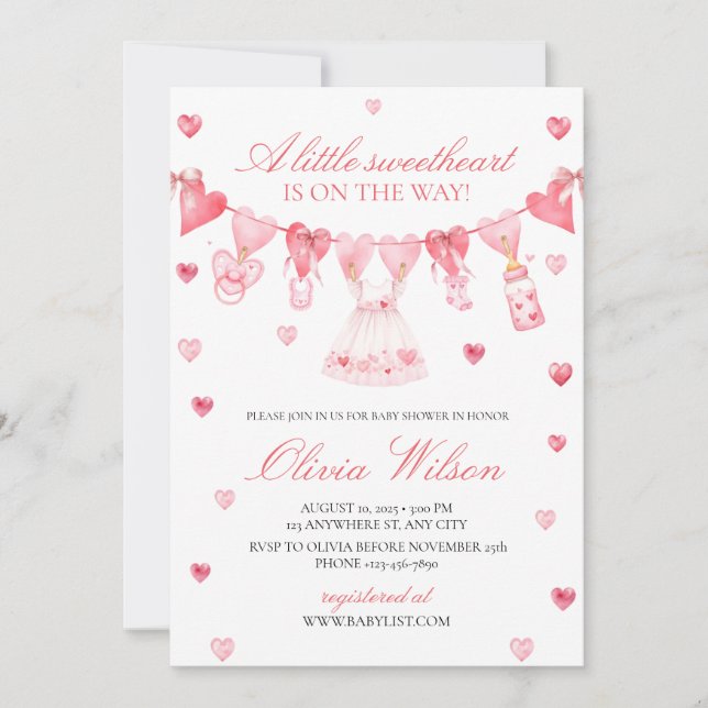 Faire-part de Baby Shower pour un petit amour (Devant)