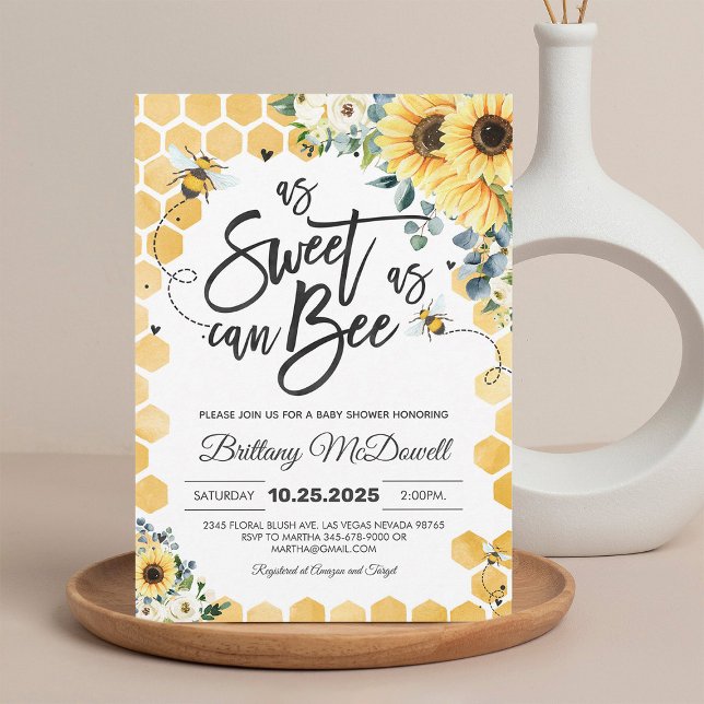 Faire-part de Baby Shower pour une petite abeille, (Créateur téléchargé)